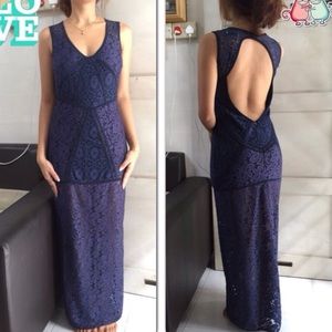 Navy Blue Backless Lace Dress by Sabo Skirt